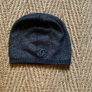 Chanel cashmere and gold lurex beenie